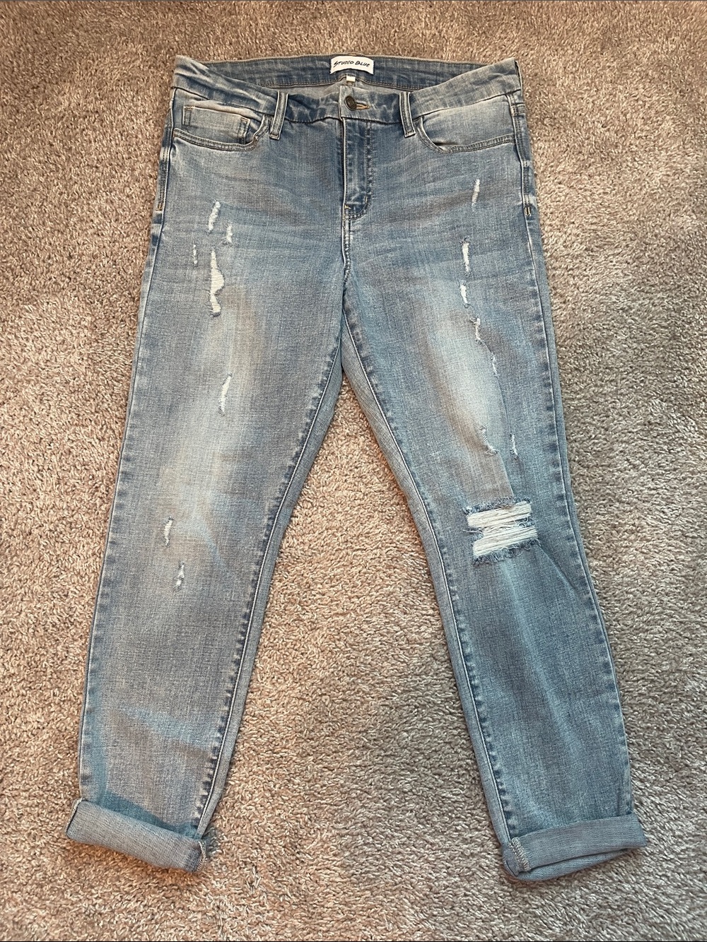 Studio Blue| Light Wash Distressed Women’s Boyfriend Jeans
